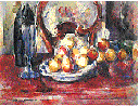 リンゴと瓶と椅子の背の ある静物,1904-06頃